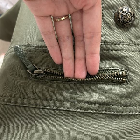 Y2K Juicy Couture Jacket M Military Cropped Button Front Zip Collar Army Green - Picture 10 of 14